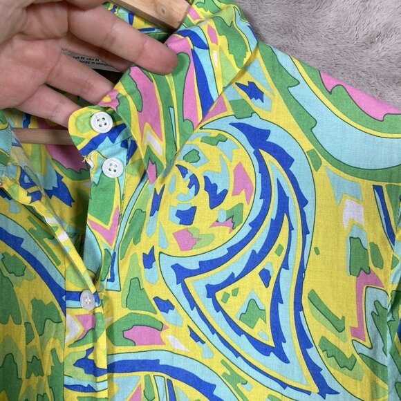 Zara Maxi Shirt Dress M Printed Colorful Vibrant Maximalism Lightweight Tiered - Picture 6 of 16